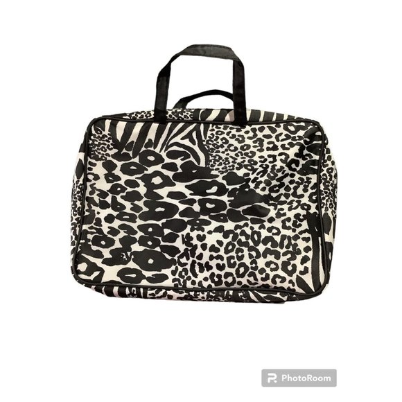 Caboodles Black White Jungle Print Cosmetic Makeup Bag SEE READ - Picture 2 of 12